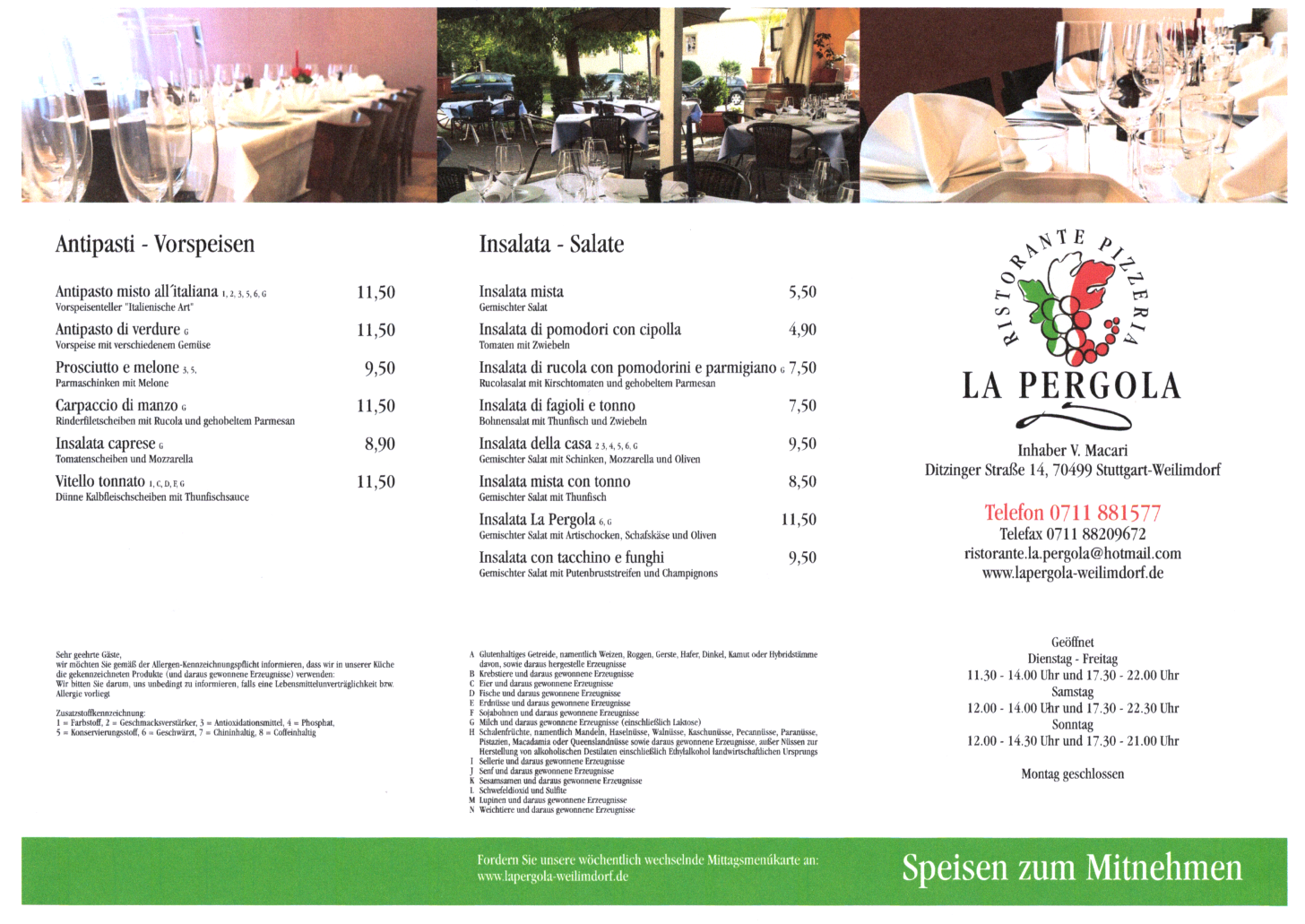 Ristorante La Pergola Speisen Zum Mitnehmen