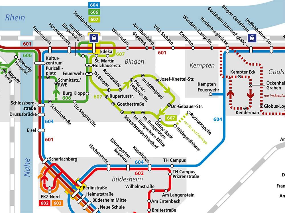Schematischer Liniennetzplan Stadt Bingen