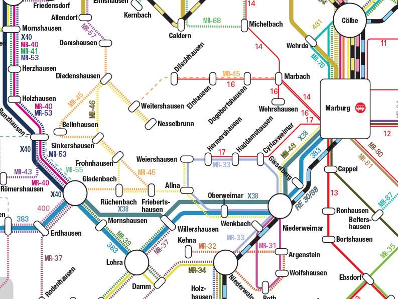 Schematischer Liniennetzplan Kreis Marburg-Biedenkopf