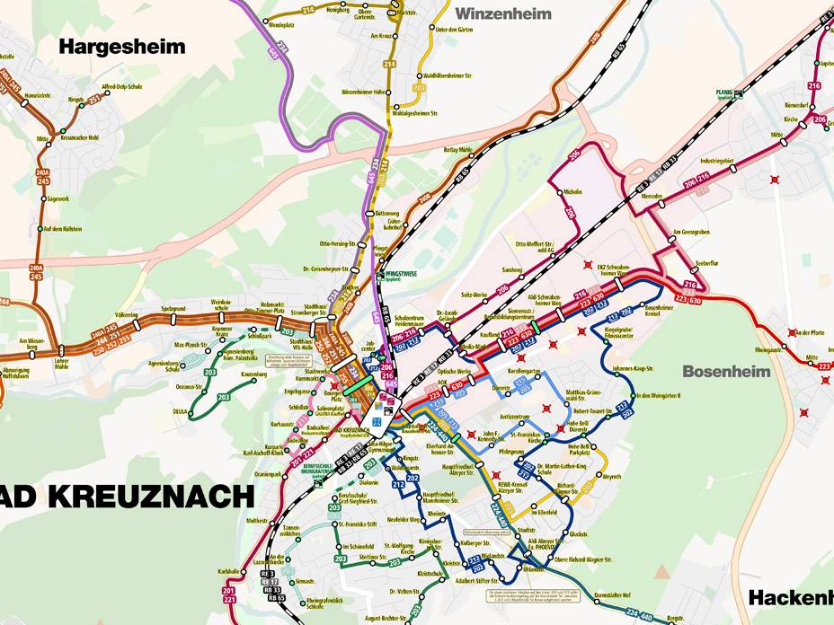 Topographischer Liniennetzplan Bad Kreuznach