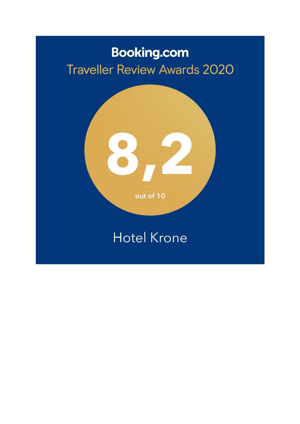 Booking Award 2020 HOTEL KRONE