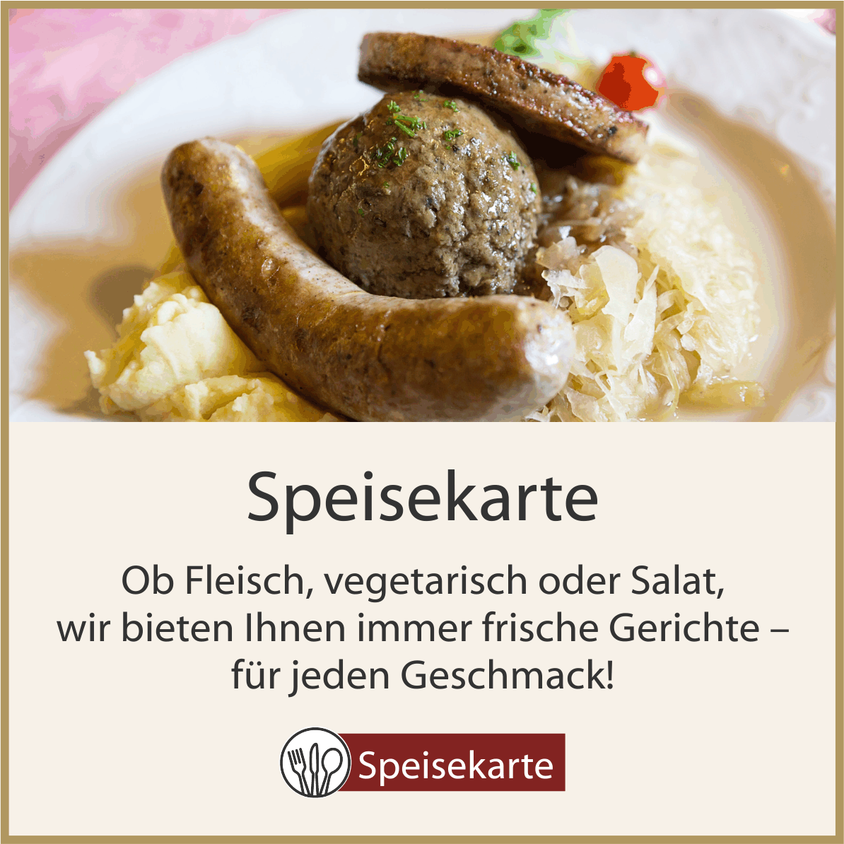 Speisekarte - Spezialitäten aus Deutschland und der Pfalz