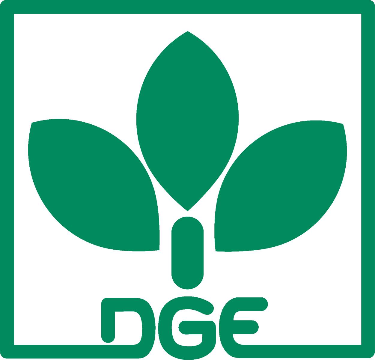 DGE Logo zur Zertifizierung der grünen Menülinie von El Tucano