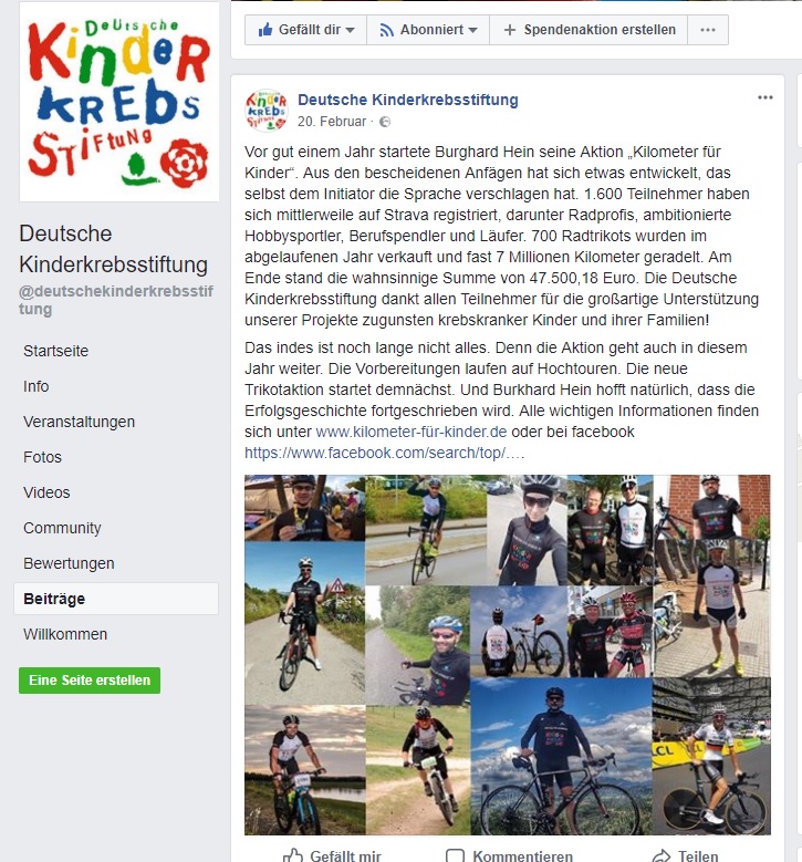 Wir unterstützen durch Radsport in Ostercappeln die Deutsche Kinderkrebsstiftung!