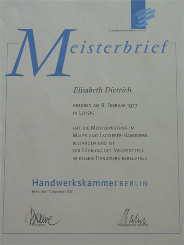 Meisterbrief, Elisabeth Dietrich