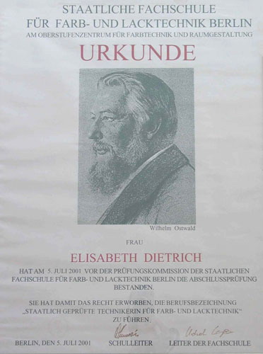 Urkunde Elisabeth Dietrich
