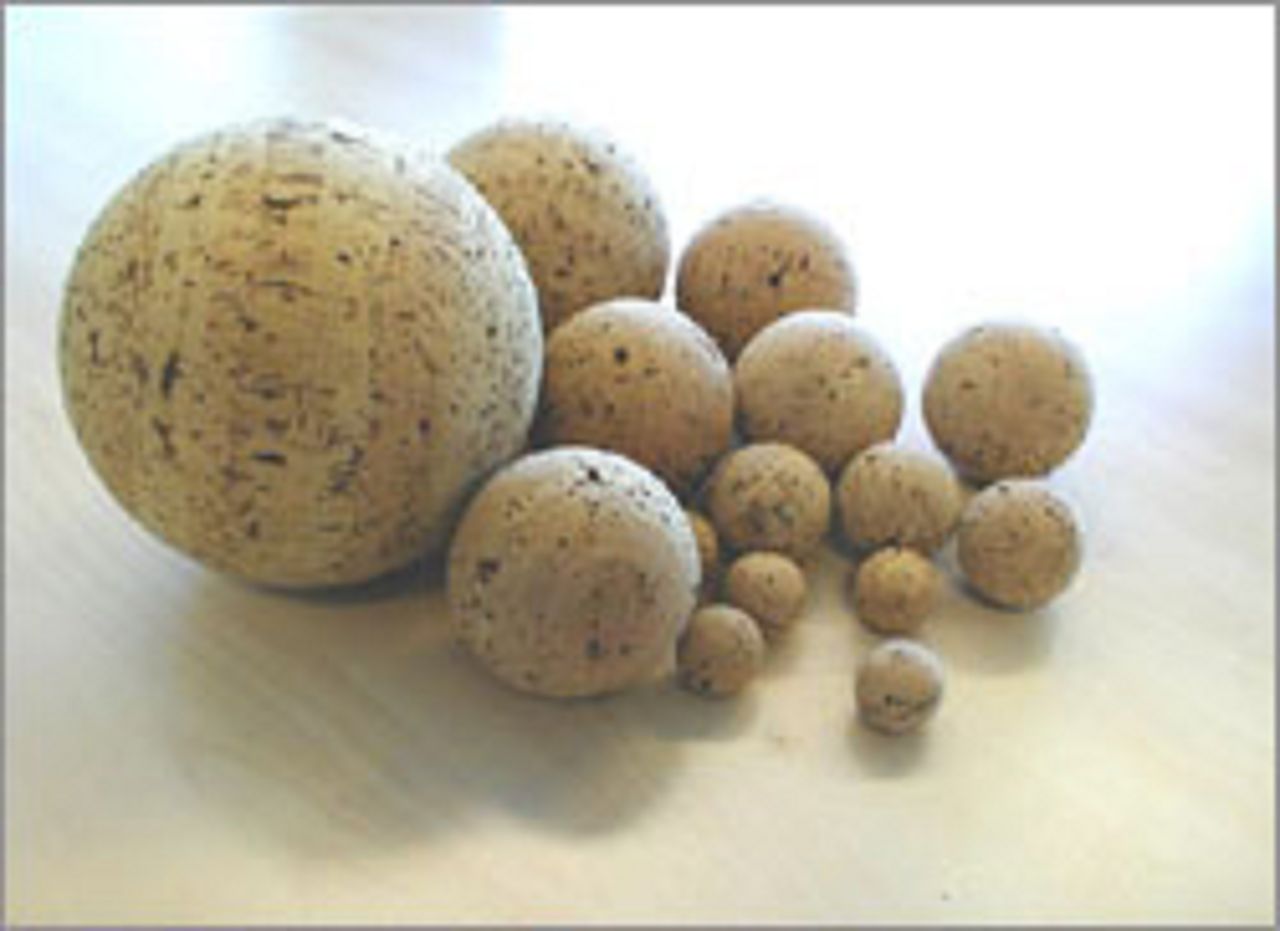 Korkkugeln von 6mm bis 143 mm colmatiert oder naturbelassen